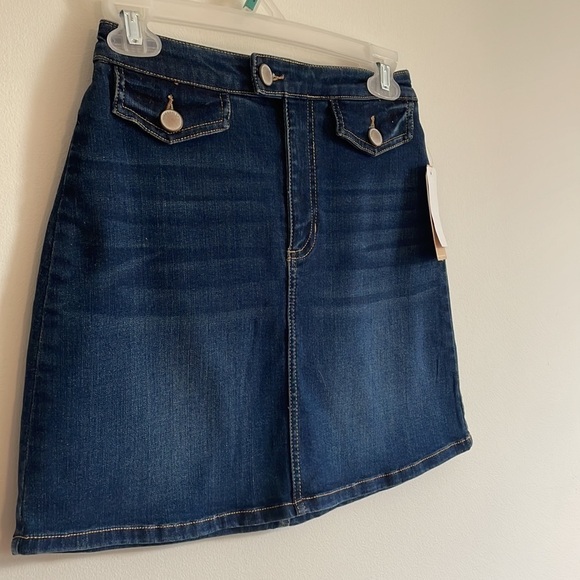 NWT Classic Mini Denim Skirt Copper Key Casual XS Stretch Jean Blue Basic - Picture 2 of 11